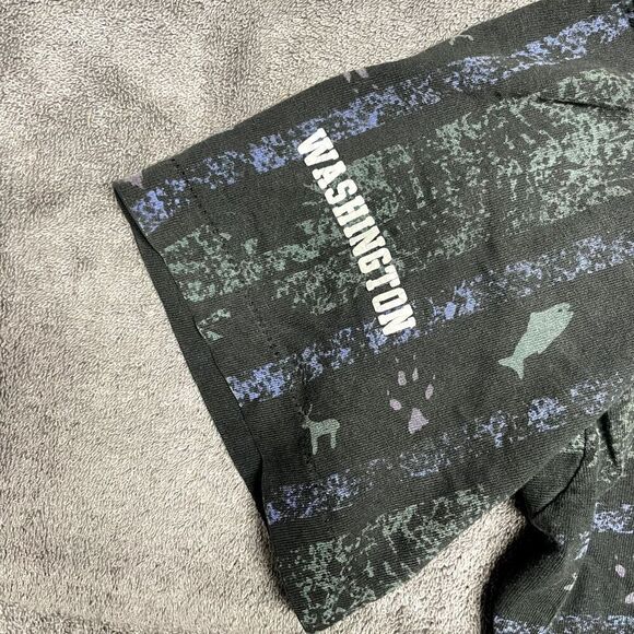 VTG Washington State T Shirt All Over Print Geometric Wildlife XL Single Stitch - Picture 4 of 10